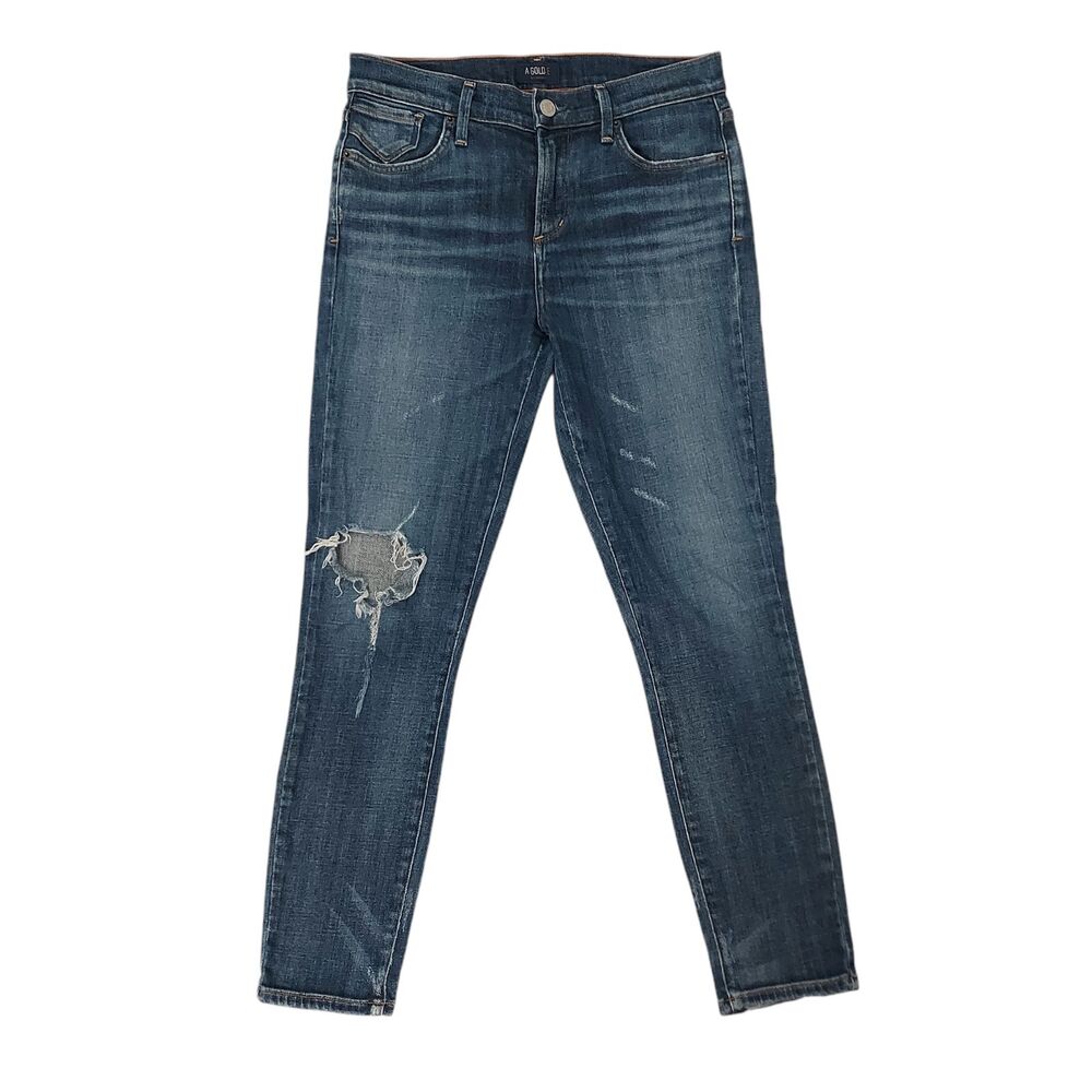 Agolde Sophie Womens 26 Blue Raw Hem Premium Modern Skinny Crop Denim Jeans